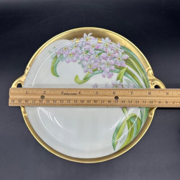 Antique Floral Tray Plate Handles Gold Bavaria Flowers Porcelain Hand Painted - Picture 10 of 11